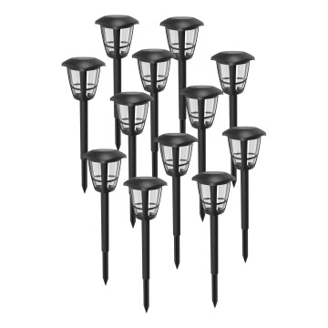 Aigostar - SETTI 12x LED-aurinkokennolamppu LED/0,06W/2V 33,8 cm 6500K IP44 musta