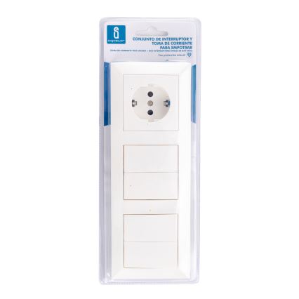 Aigostar - SETTI 2x Kotikytkin 2-painike pistokkeella 1x16A/250V SCHUKO