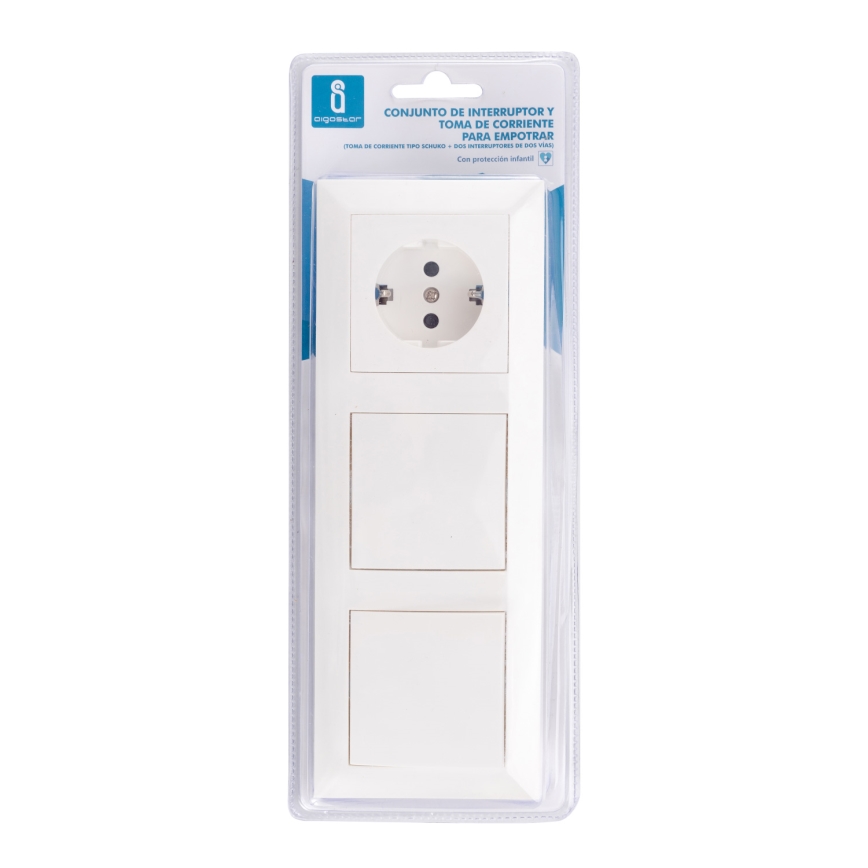 Aigostar - SETTI 2x Kotikytkin pistokkeella 1x16A/250V SCHUKO