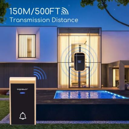Aigostar - SETTI 2x Langaton ovikello 230V IP44 musta/kupari