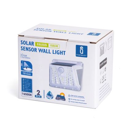 Aigostar - SETTI 2x LED-ulkoaurinkovalo anturilla LED/1,48W/3,7V IP65 1200 mAh