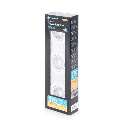 Aigostar - Setti 3 kpl LED-uppovalaisinta, 5 W, 230 V, 4000 K, halkaisija 8,5 cm, valkoinen