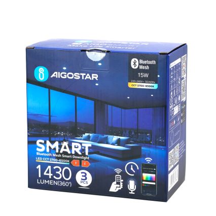 Aigostar - SETTI 3x Himmennettävä riippuva LED-kattovalaisin MESH LED/15W/230V 2700K-6500K halkaisija 17cm