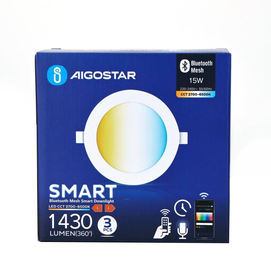 Aigostar - SETTI 3x Himmennettävä riippuva LED-kattovalaisin MESH LED/15W/230V 2700K-6500K halkaisija 17cm