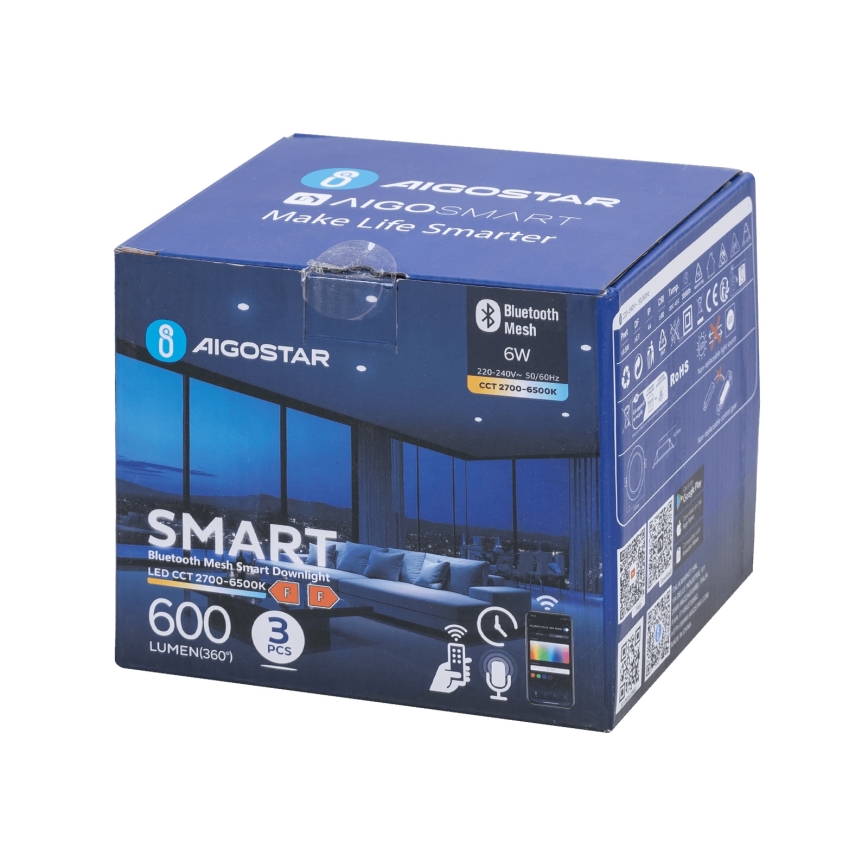 Aigostar - SETTI 3x Himmennettävä riippuva LED-kattovalaisin MESH LED/6W/230V 2700K-6500K halkaisija 11,5cm