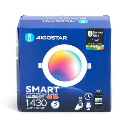 Aigostar - SETTI 3x LED RGB Himmennettävä riippuva kattovalaisin MESH LED/15W/230V 2700K-6500K halkaisija 17cm
