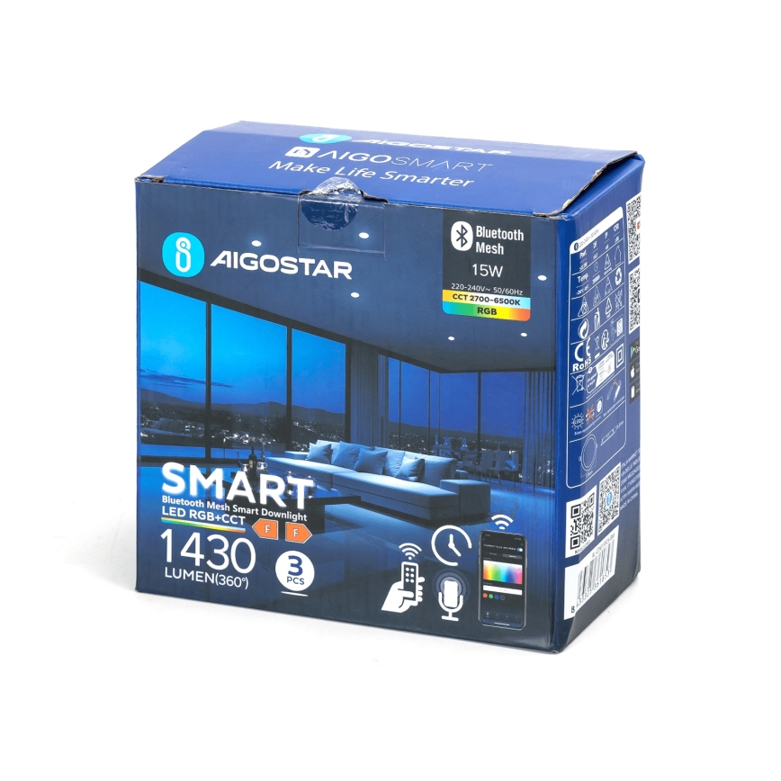 Aigostar - SETTI 3x LED RGB Himmennettävä riippuva kattovalaisin MESH LED/15W/230V 2700K-6500K halkaisija 17cm