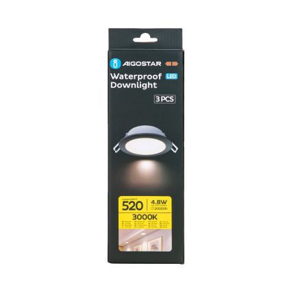 Aigostar - SETTI 3x LED upotettava ulkovalo LED/4,8W/230V 3000K IP65 musta