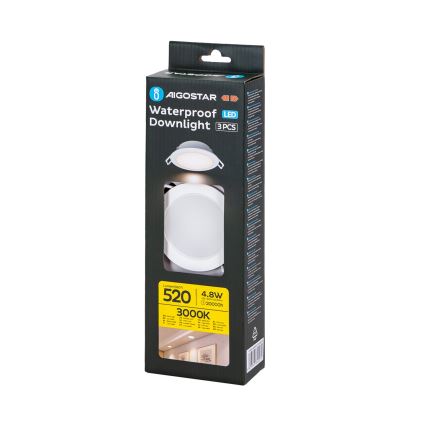 Aigostar - SETTI 3x LED upotettava ulkovalo LED/4,8W/230V 3000K IP65 valkoinen