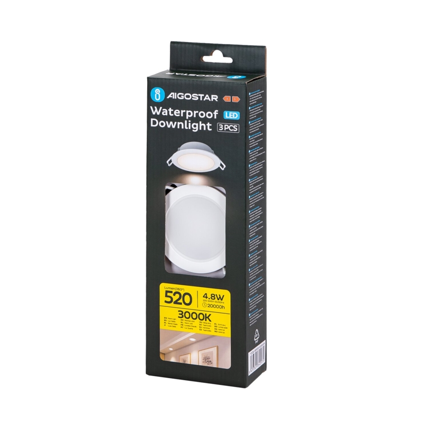 Aigostar - SETTI 3x LED upotettava ulkovalo LED/4,8W/230V 3000K IP65 valkoinen