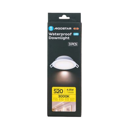 Aigostar - SETTI 3x LED upotettava ulkovalo LED/4,8W/230V 3000K IP65 valkoinen
