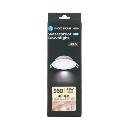 Aigostar - SETTI 3x LED upotettava ulkovalo LED/4,8W/230V 4000K IP65 valkoinen