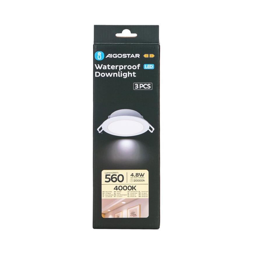 Aigostar - SETTI 3x LED upotettava ulkovalo LED/4,8W/230V 4000K IP65 valkoinen