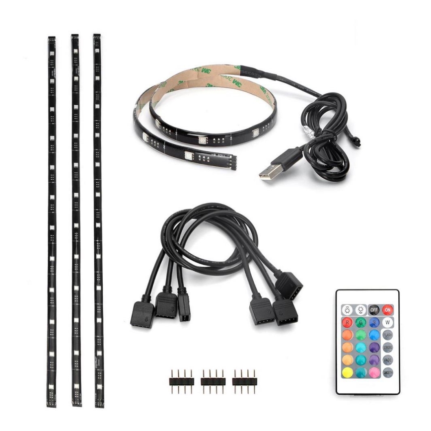 Aigostar - SETTI 4x LED RGB Himmennettävä nauha 0,5m LED/2,5W/5V IP65 + kaukosäädin