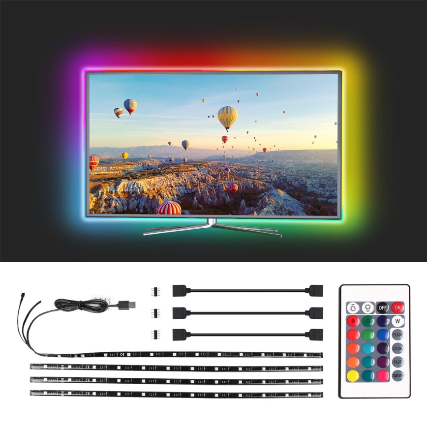 Aigostar - SETTI 4x LED RGB Himmennettävä nauha 0,5m LED/2,5W/5V IP65 + kaukosäädin