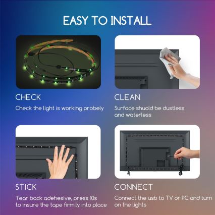 Aigostar - SETTI 4x LED RGB Himmennettävä nauha 0,5m LED/2,5W/5V IP65 + kaukosäädin