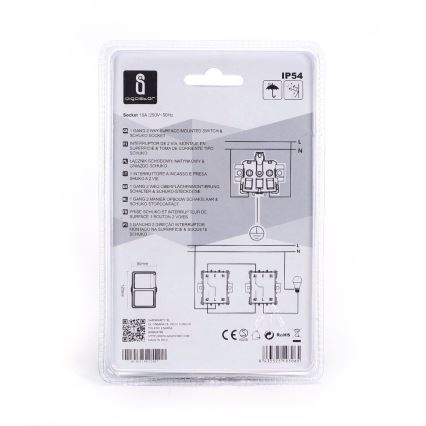 Aigostar - Ulkotila katkaisin 1P pistokkeella 1x16A/250V IP54