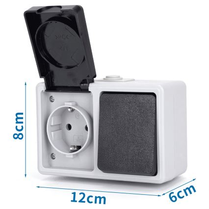 Aigostar - Ulkotila katkaisin 1P pistokkeella 1x16A/250V IP54