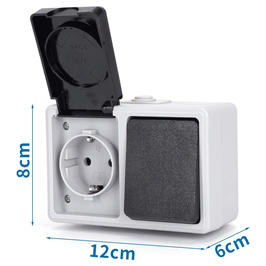 Aigostar - Ulkotila katkaisin 1P pistokkeella 1x16A/250V IP54