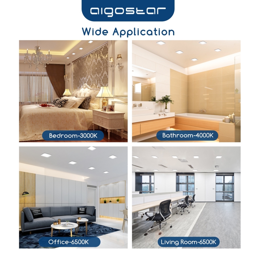 Aigostar - Upotettava LED-kattovalaisin LED/6W/230V 3000K 12x12 cm valkoinen