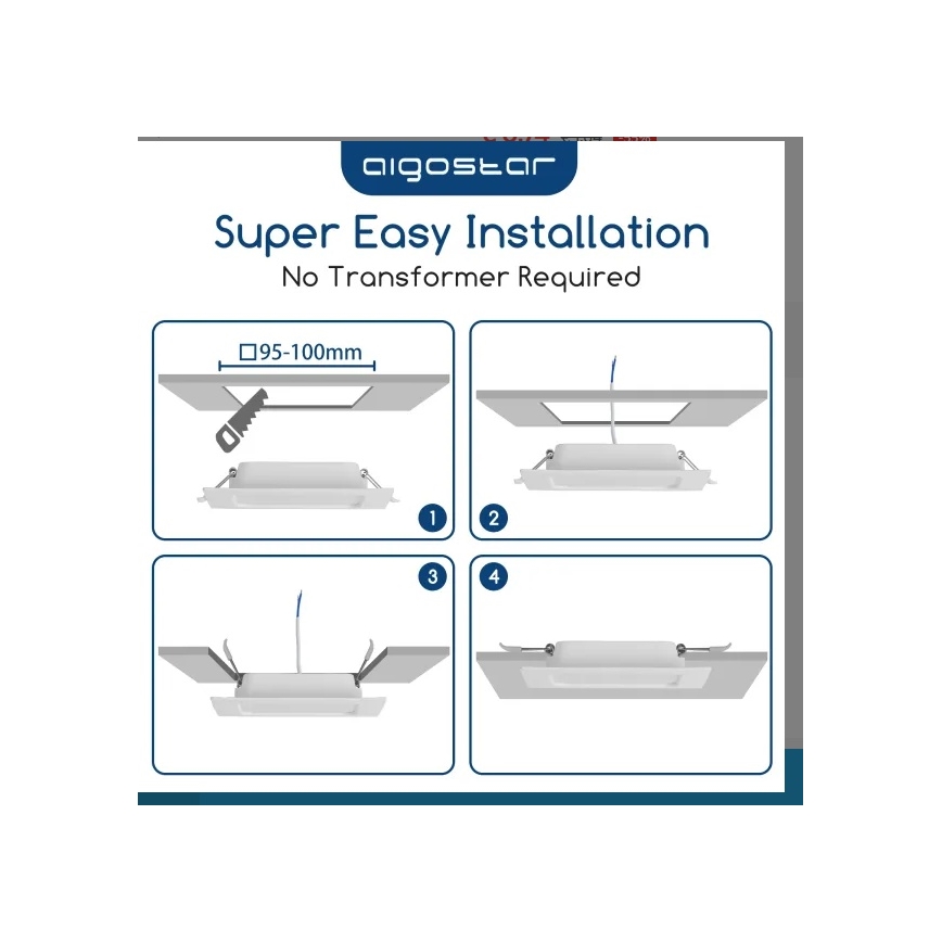 Aigostar - Upotettava LED-kattovalaisin LED/6W/230V 3000K 12x12 cm valkoinen
