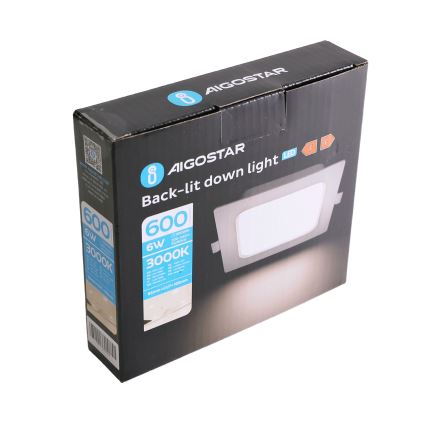Aigostar - Upotettava LED-kattovalaisin LED/6W/230V 3000K 12x12 cm valkoinen