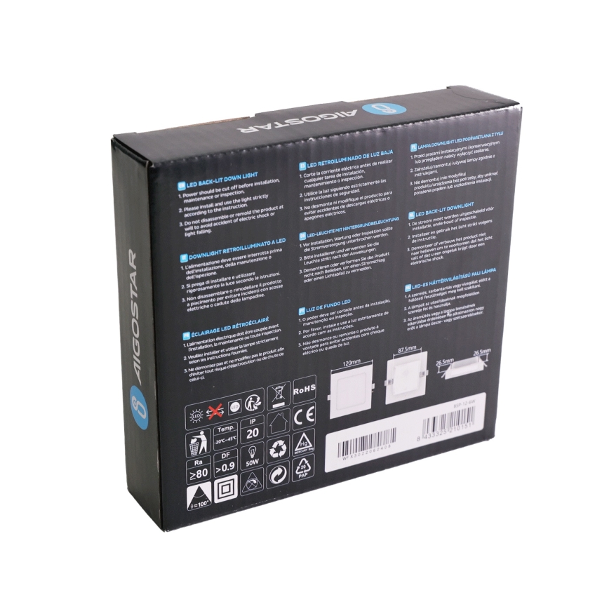 Aigostar - Upotettava LED-kattovalaisin LED/6W/230V 3000K 12x12 cm valkoinen