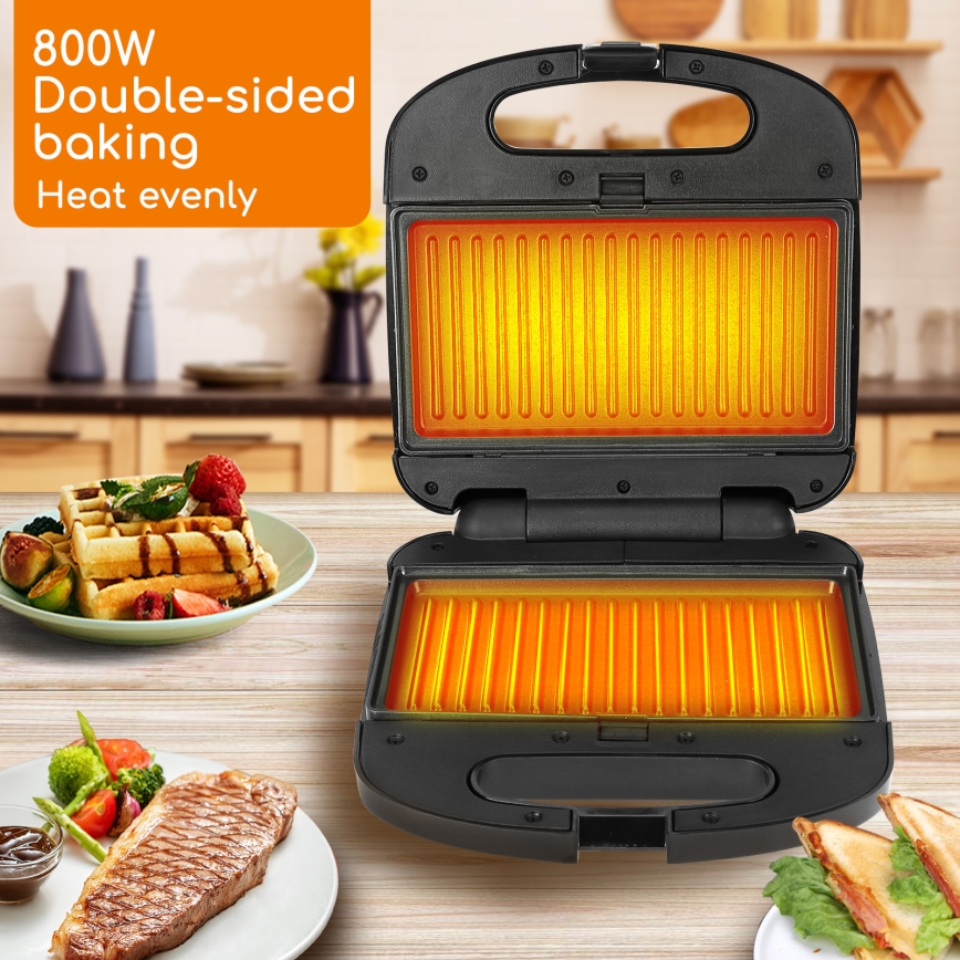 Aigostar - Voileipägrilli 800W/230V musta
