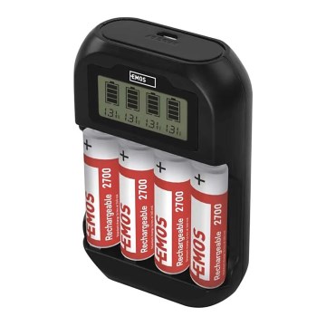 Akkulaturi LCD-näytöllä 4xAA/AAA 5V