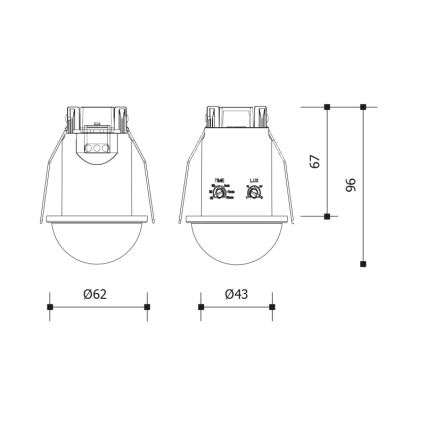 Alakattoon asennettava 360° liiketunnistin 1200W/230V IP54 valkoinen
