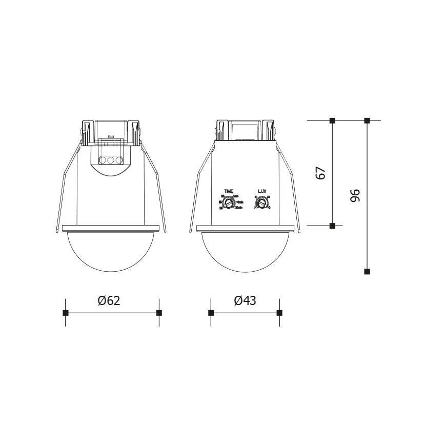 Alakattoon asennettava 360° liiketunnistin 1200W/230V IP54 valkoinen