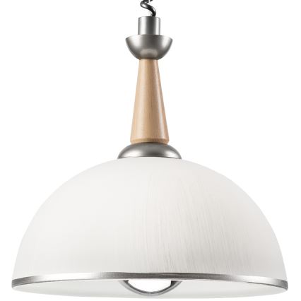 Alas vedettävä kattokruunu CHIARA 1xE27/60W/230V hopea/beige/pyökki