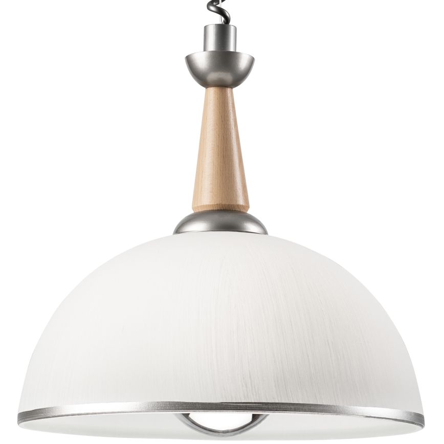 Alas vedettävä kattokruunu CHIARA 1xE27/60W/230V hopea/beige/pyökki