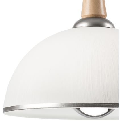 Alas vedettävä kattokruunu CHIARA 1xE27/60W/230V hopea/beige/pyökki