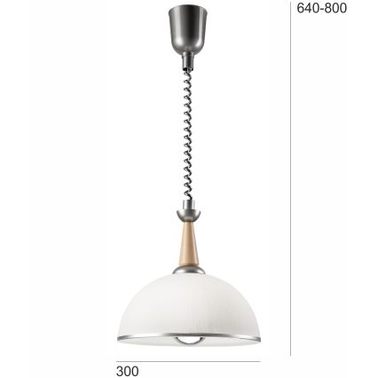 Alas vedettävä kattokruunu CHIARA 1xE27/60W/230V hopea/beige/pyökki