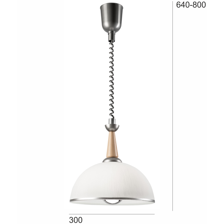 Alas vedettävä kattokruunu CHIARA 1xE27/60W/230V hopea/beige/pyökki