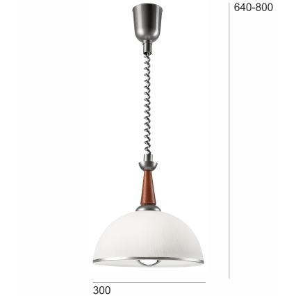 Alas vedettävä kattokruunu CHIARA 1xE27/60W/230V hopea/ruskea/pyökki