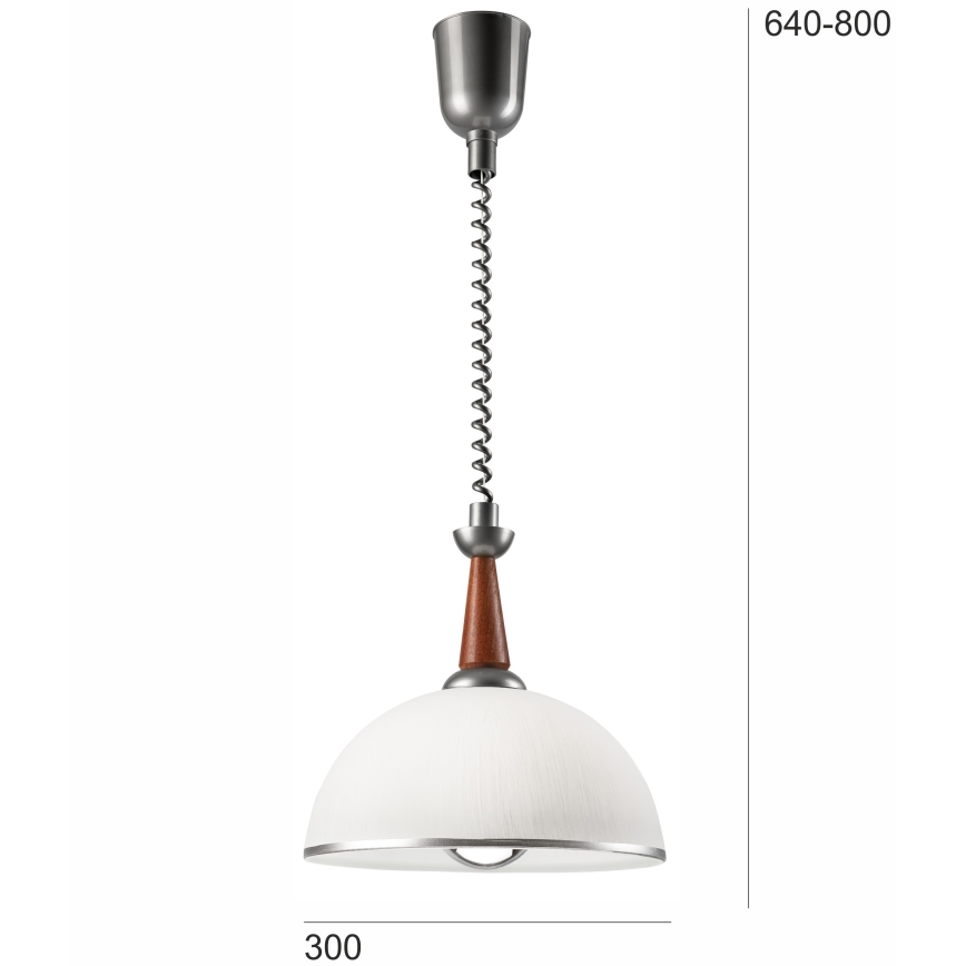 Alas vedettävä kattokruunu CHIARA 1xE27/60W/230V hopea/ruskea/pyökki