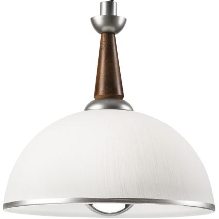 Alas vedettävä kattokruunu CHIARA 1xE27/60W/230V hopea/tummanruskea/pyökki