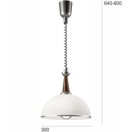 Alas vedettävä kattokruunu CHIARA 1xE27/60W/230V hopea/tummanruskea/pyökki