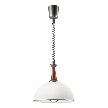 Alas vedettävä kattokruunu CHIARA 1xE27/60W/230V hopea/ruskea/pyökki