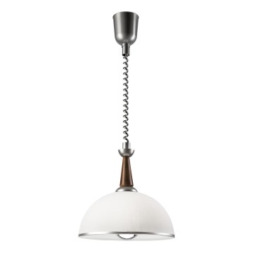 Alas vedettävä kattokruunu CHIARA 1xE27/60W/230V hopea/tummanruskea/pyökki