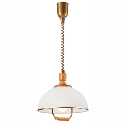 Alas vedettävä kattokruunu RAMONA 1xE27/60W/230V beige/ruskea/mänty