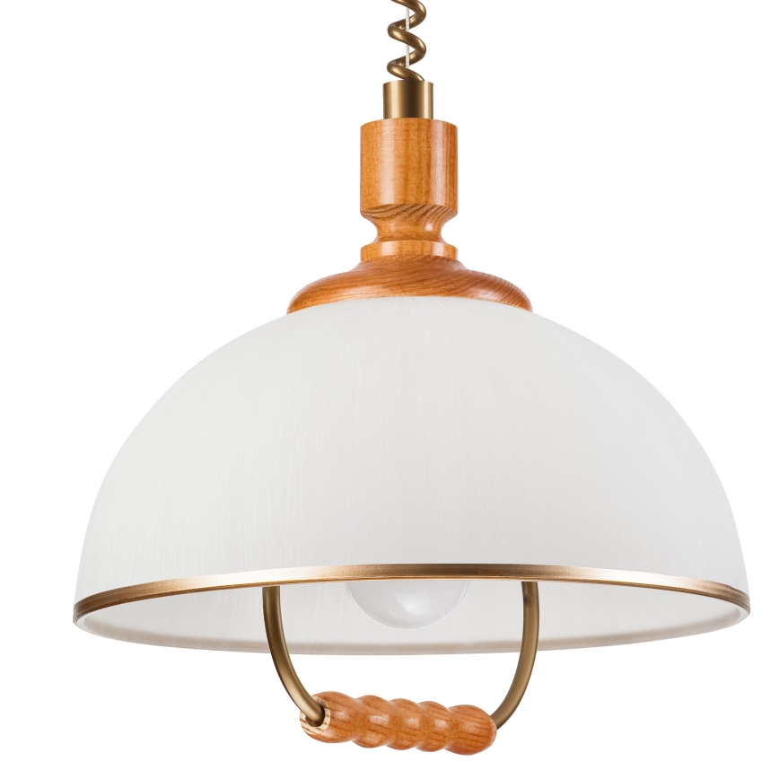 Alas vedettävä kattokruunu RAMONA 1xE27/60W/230V beige/ruskea/mänty