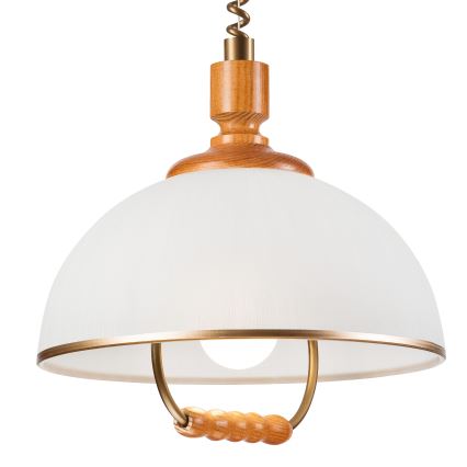 Alas vedettävä kattokruunu RAMONA 1xE27/60W/230V beige/ruskea/mänty