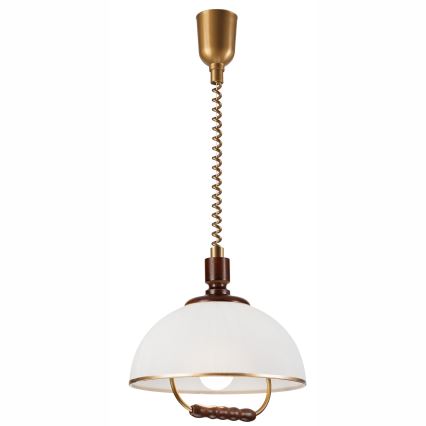 Alas vedettävä kattokruunu RAMONA 1xE27/60W/230V beige/tummanruskea/mänty