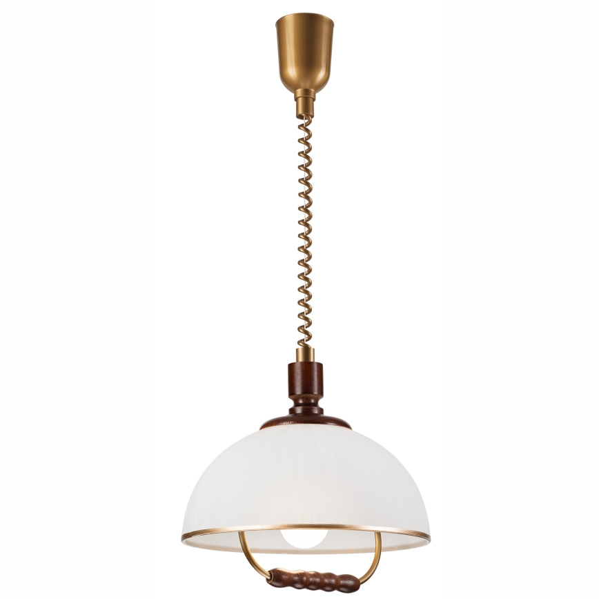Alas vedettävä kattokruunu RAMONA 1xE27/60W/230V beige/tummanruskea/mänty