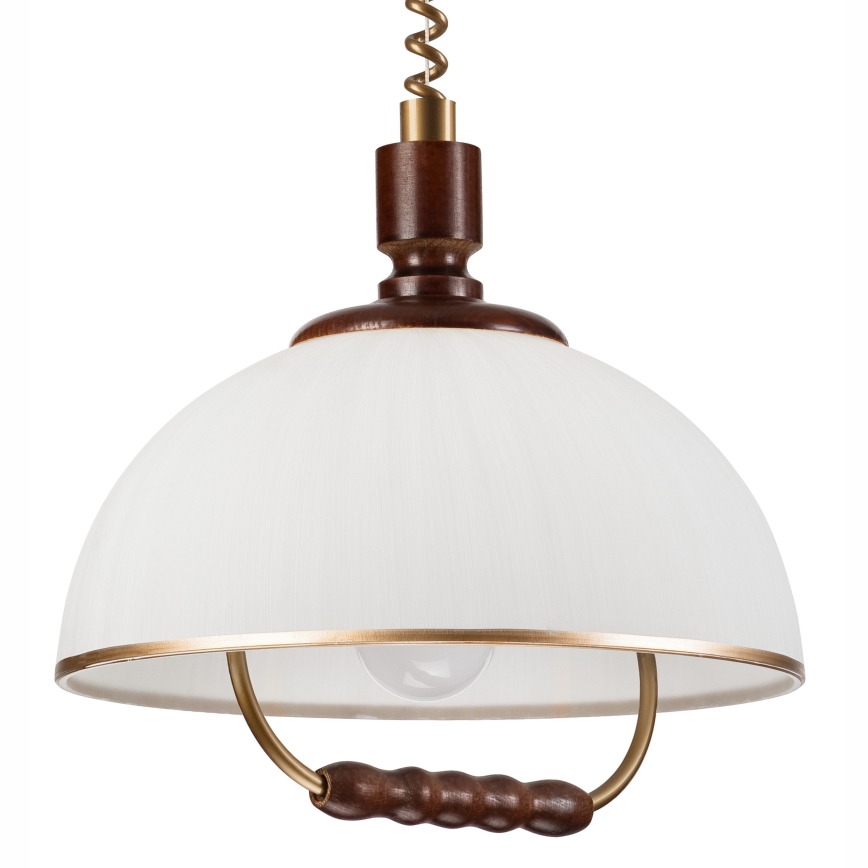Alas vedettävä kattokruunu RAMONA 1xE27/60W/230V beige/tummanruskea/mänty