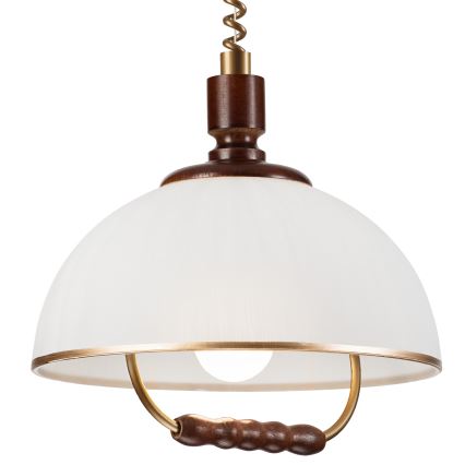 Alas vedettävä kattokruunu RAMONA 1xE27/60W/230V beige/tummanruskea/mänty