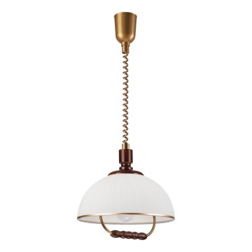 Alas vedettävä kattokruunu RAMONA 1xE27/60W/230V beige/tummanruskea/mänty